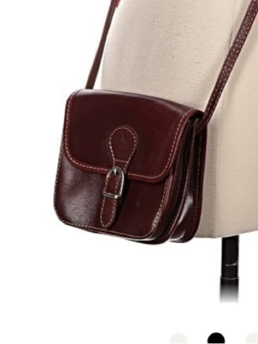 Vera Pelle Brown Leather Crossbody Bag - Classic Buckle Design